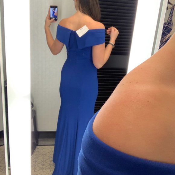Royal Blue Off The Shoulder Gown - Picture 5 of 11